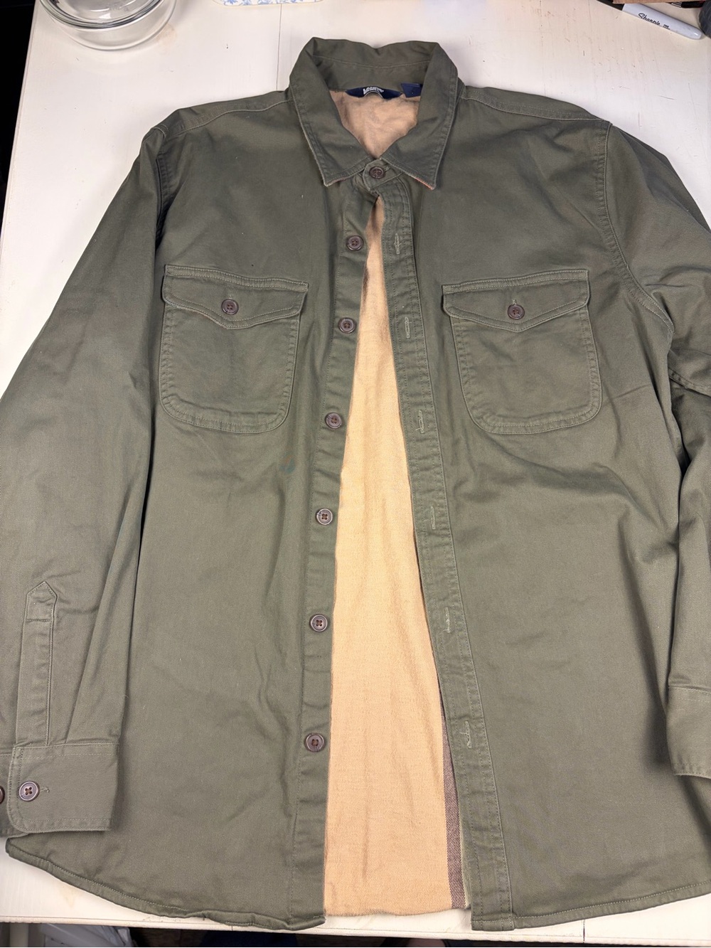 Women’s lands end Olive Green Lined Utility Jacket-M